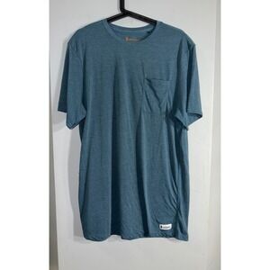 Cotopaxi Paseo Travel Pocket T-Shirt in a heathered teal/indigo mens XL